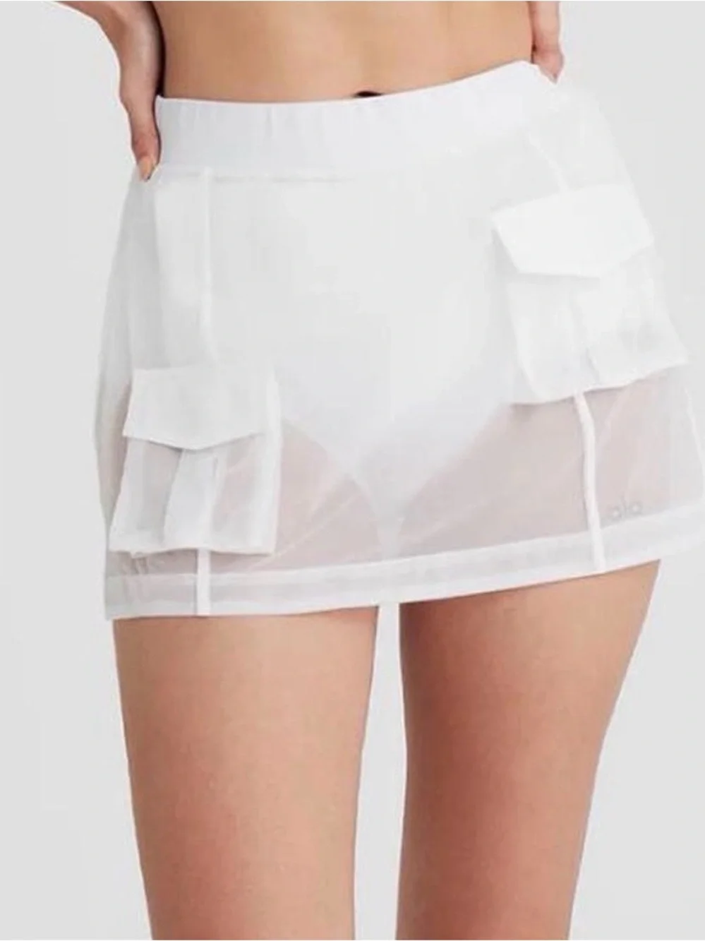 Alo Yoga Sheer White Cargo Skirt Size XS